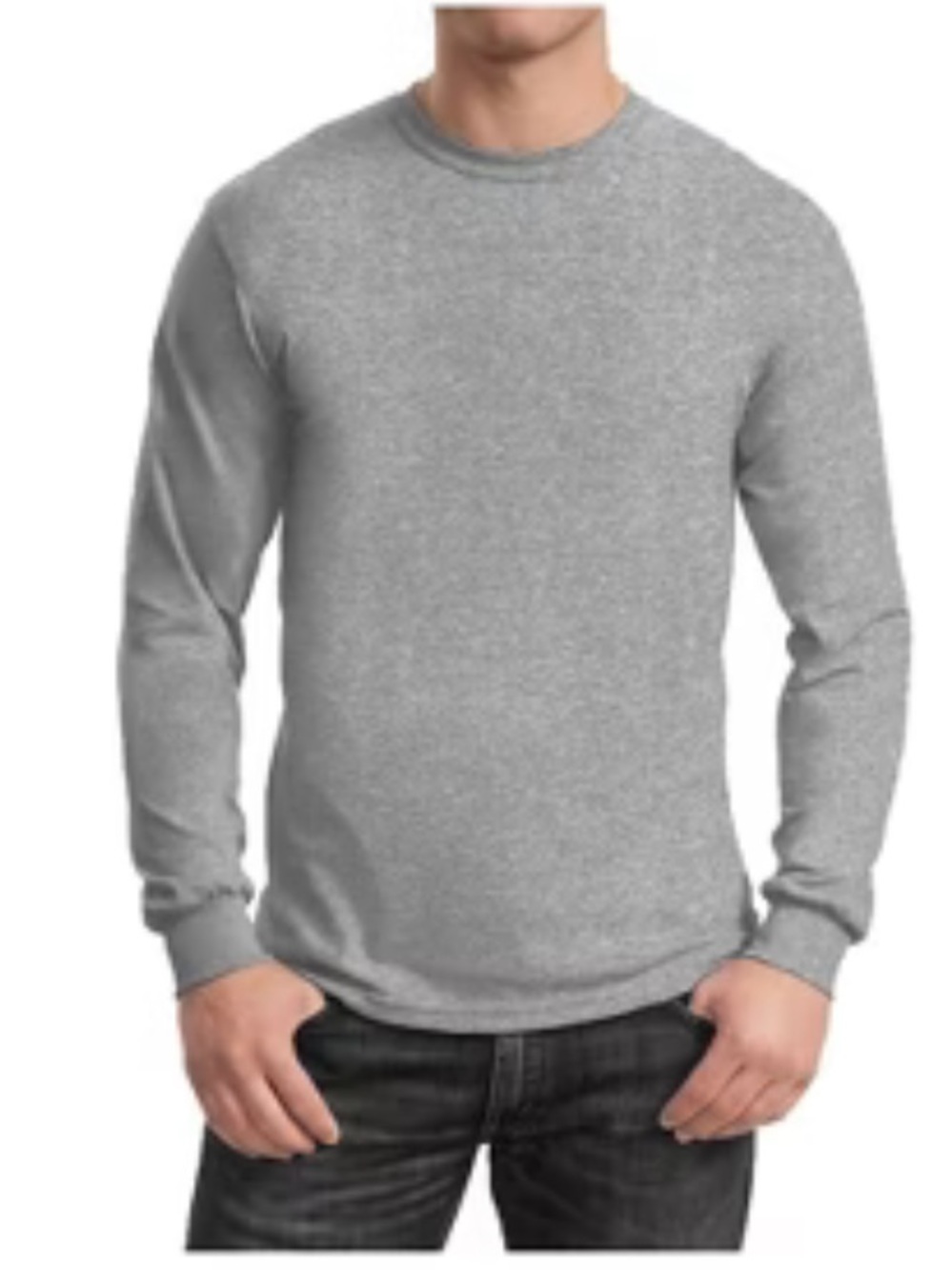 Galaxy by Harvic NWT light grey long sleeve crew neck waffle knit ribbed shirt L
